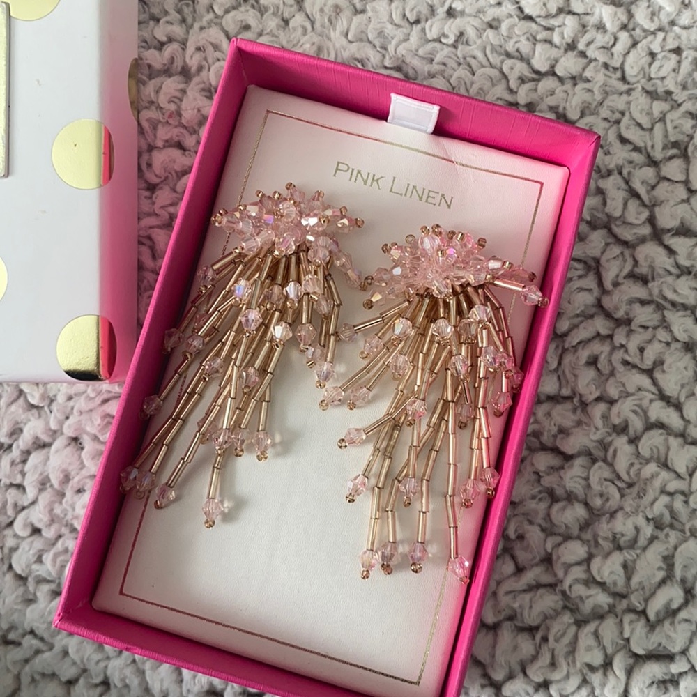 NWT Pink Chandelier Beaded Earring